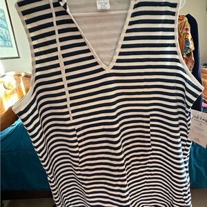Striped Navy and White Swim Coverup